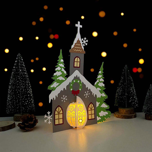 Church - 3D Christmas Lantern File - Cricut File - VEKTOR KRAFT