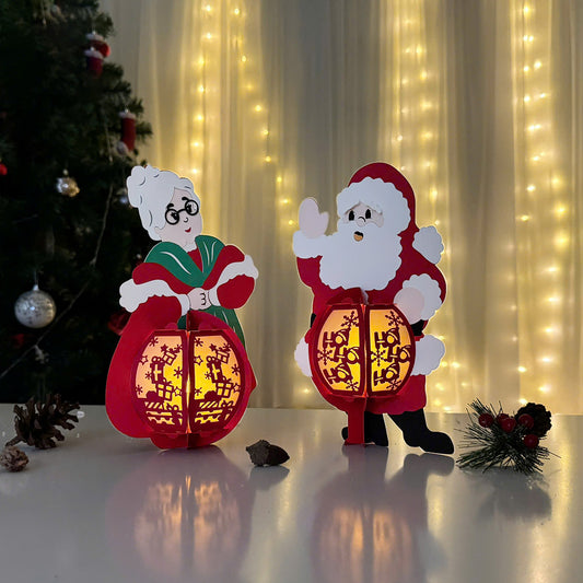 Couple Santa - 3D Christmas Lantern File - Cricut File - VEKTOR KRAFT