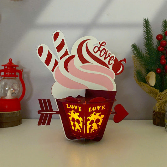 Cupcake Valentine - 3D Valentine Paper Cut Lantern File - Cricut File - VEKTOR KRAFT
