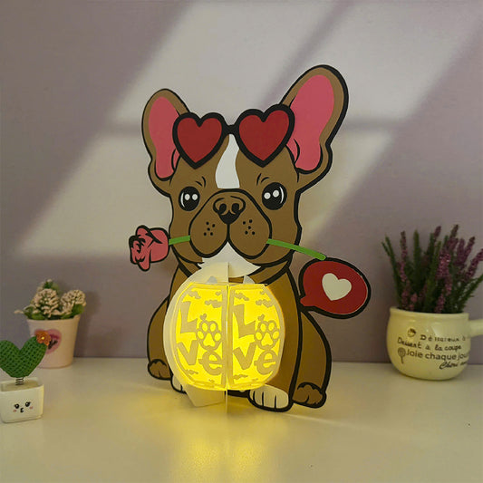 Dog Love - 3D Valentine Paper Cut Lantern File - Cricut File - VEKTOR KRAFT