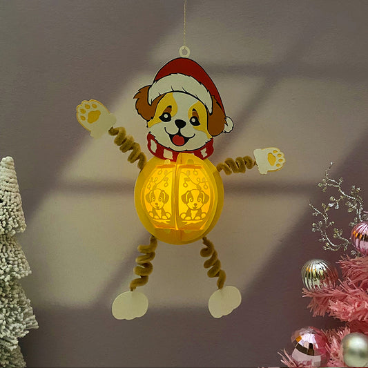 Dog Christmas Hanging - 3D Christmas Paper Cut Lantern File - Cricut File - VEKTOR KRAFT