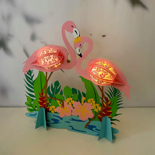 Flamingo Couple - 3D Animal Paper Lantern File - Cricut File - VEKTOR KRAFT