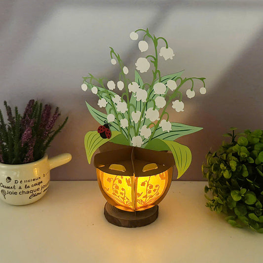 Lily Of The Valley - 3D Flower Pot Paper Lantern File - Cricut File - VEKTOR KRAFT