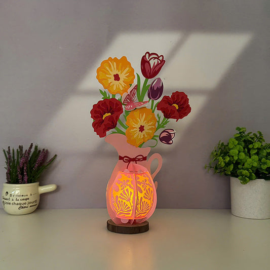 Poppy Mix Tulip - 3D Flower Vase Paper Lantern File - Cricut File - VEKTOR KRAFT