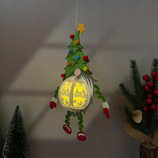Gnome Hanging - 3D Christmas Paper Cut Lantern File - Cricut File - VEKTOR KRAFT