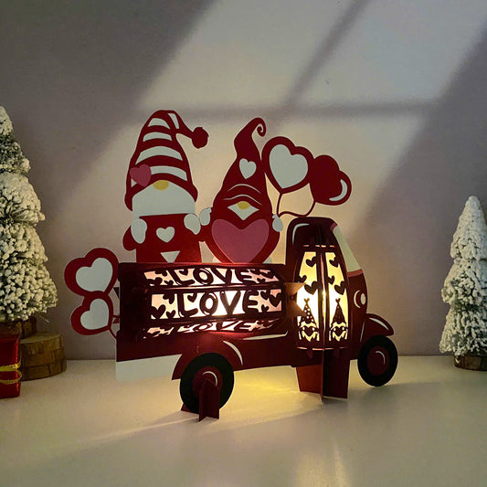Gnome Truck - 3D Valentine Paper Lantern File - Cricut File - VEKTOR KRAFT
