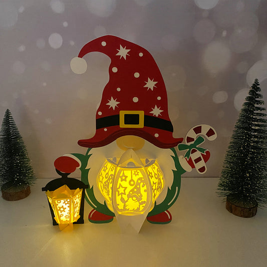 Gnome Xmas 2 - 3D Christmas Paper Cut Lantern File - Cricut File - VEKTOR KRAFT