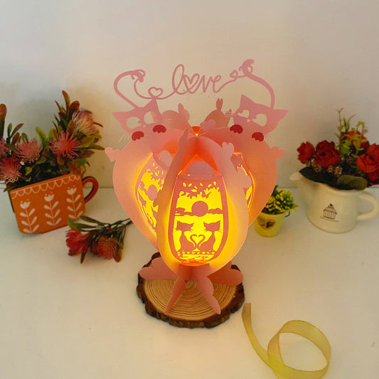 Cat Love - 3D Heart 2 Valentine Paper Lantern File - Cricut File - VEKTOR KRAFT