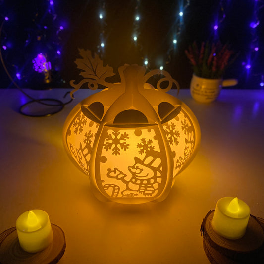 Pumpkin Christmas Snowman - 3D Pumpkin Lantern File - Cricut File - VEKTOR KRAFT
