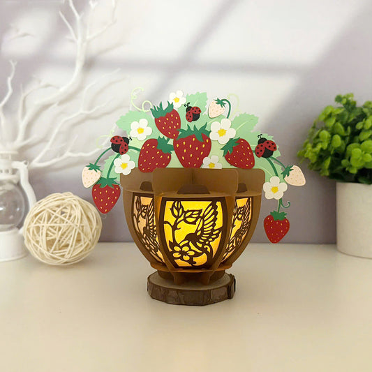 Strawberry Pot - 3D Paper Cut Lantern File - Cricut File - VEKTOR KRAFT