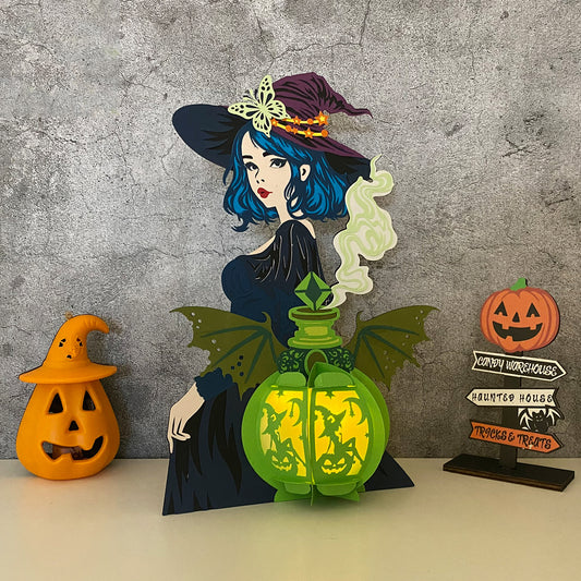 Witch 6 - 3D Halloween Paper Lantern File - Cricut File - VEKTOR KRAFT