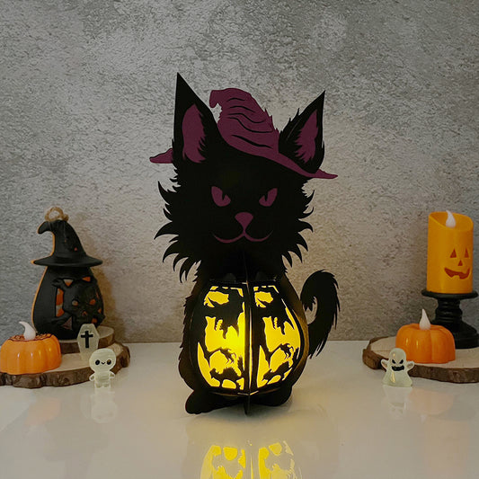 Witch Cat - 3D Halloween Paper Lantern File - Cricut File - VEKTOR KRAFT