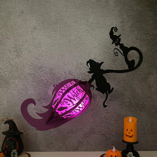 Witch's Broom - 3D Halloween Paper Lantern File - Cricut File - VEKTOR KRAFT