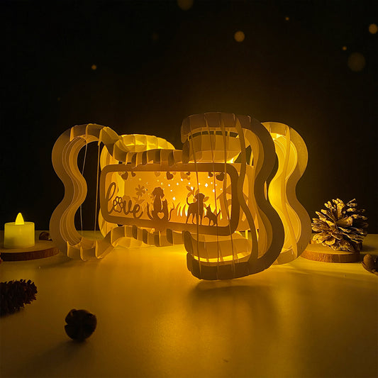 Dog Love Cat – 3D Bone Pop-up Card File - Cricut File - VEKTOR KRAFT