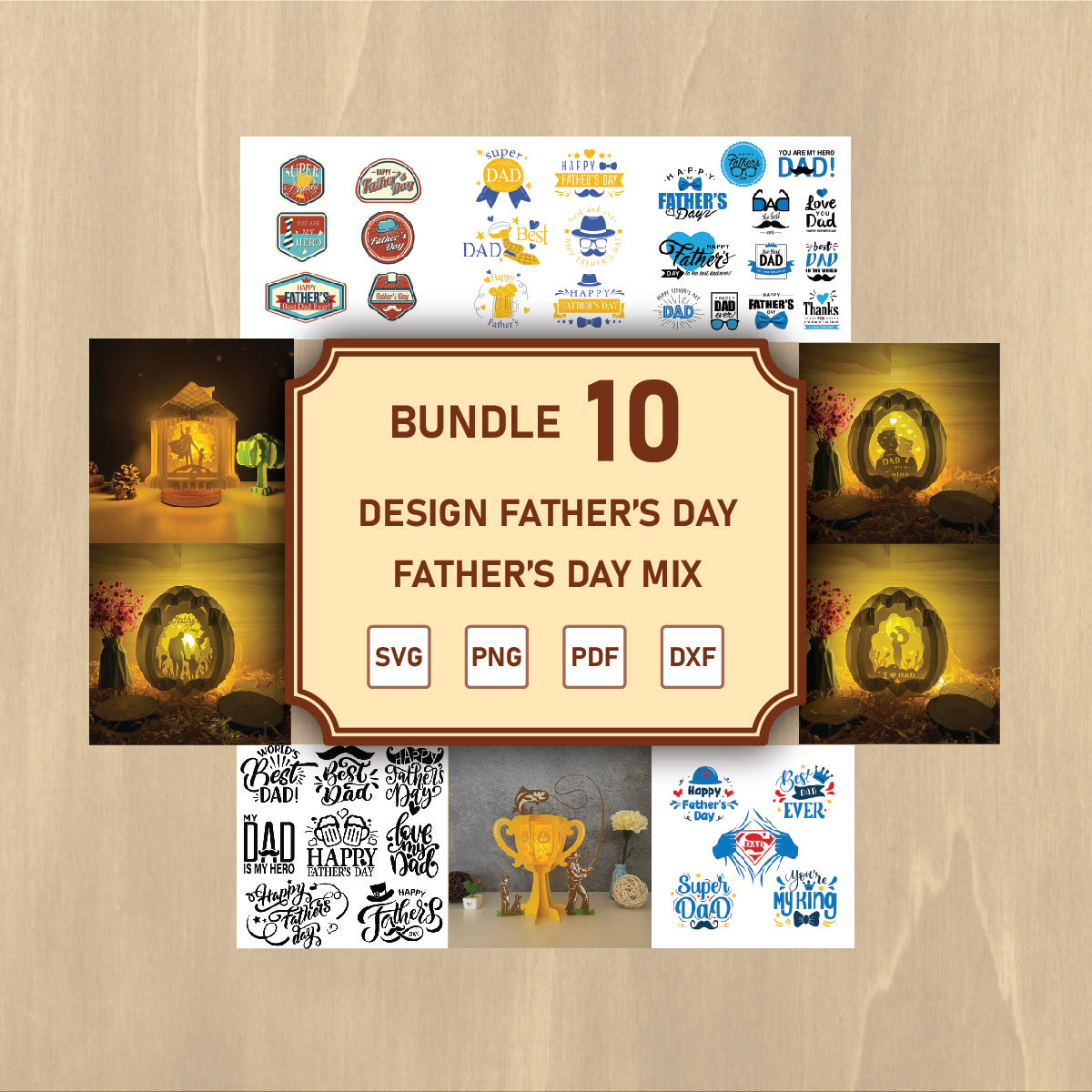 Bundle Father Day Mix 2 - 3D Papercut Lightbox File - Cricut File - VEKTOR KRAFT