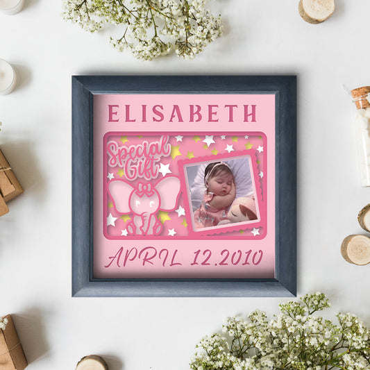 Baby birth stats nursery shadow box design