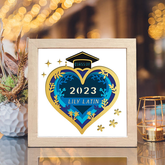 Customisable graduation shadow box paper cut design