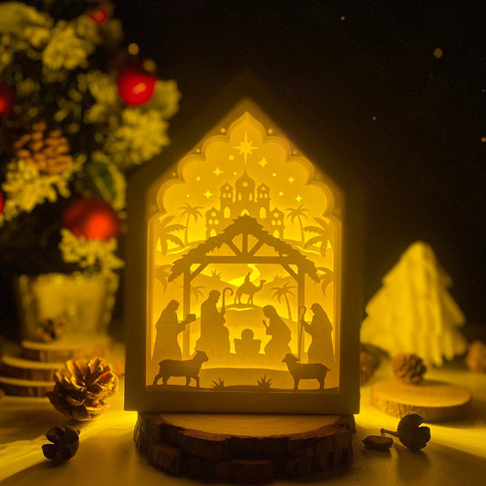 Christmas paper cut light box made ahead of the season