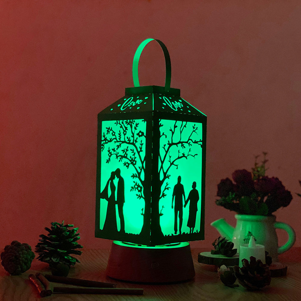 Valentine paper cut lantern glowing