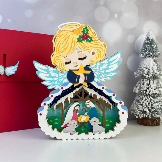 3D pop-up light box paper craft design with folded layers
