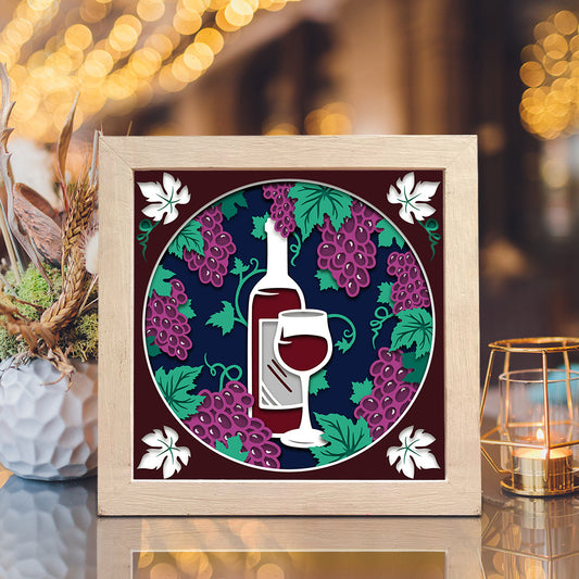 Wine – 3D Paper Cut Shadow Box File - Cricut File - (8x8 inches) - VEKTOR KRAFT