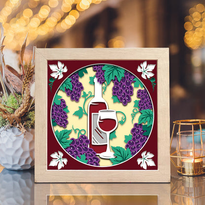 Wine – 3D Paper Cut Shadow Box File - Cricut File - (8x8 inches) - VEKTOR KRAFT