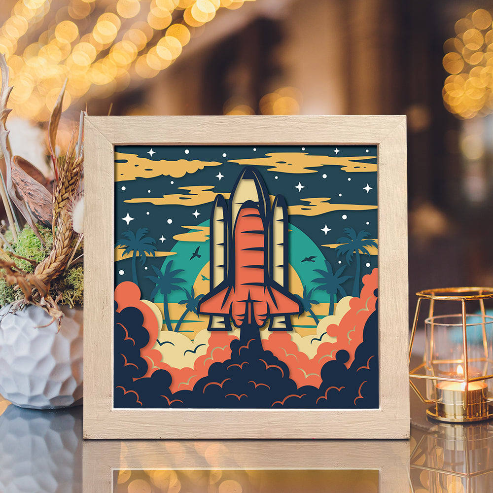 Rocket 2 – 3D Paper Cut Shadow Box File - Cricut File - (8x8 inches) - VEKTOR KRAFT