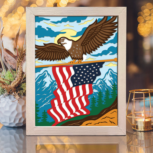 Eagle American Flag - 3D Special Occasions Papercut Lightbox File - Cricut File - VEKTOR KRAFT