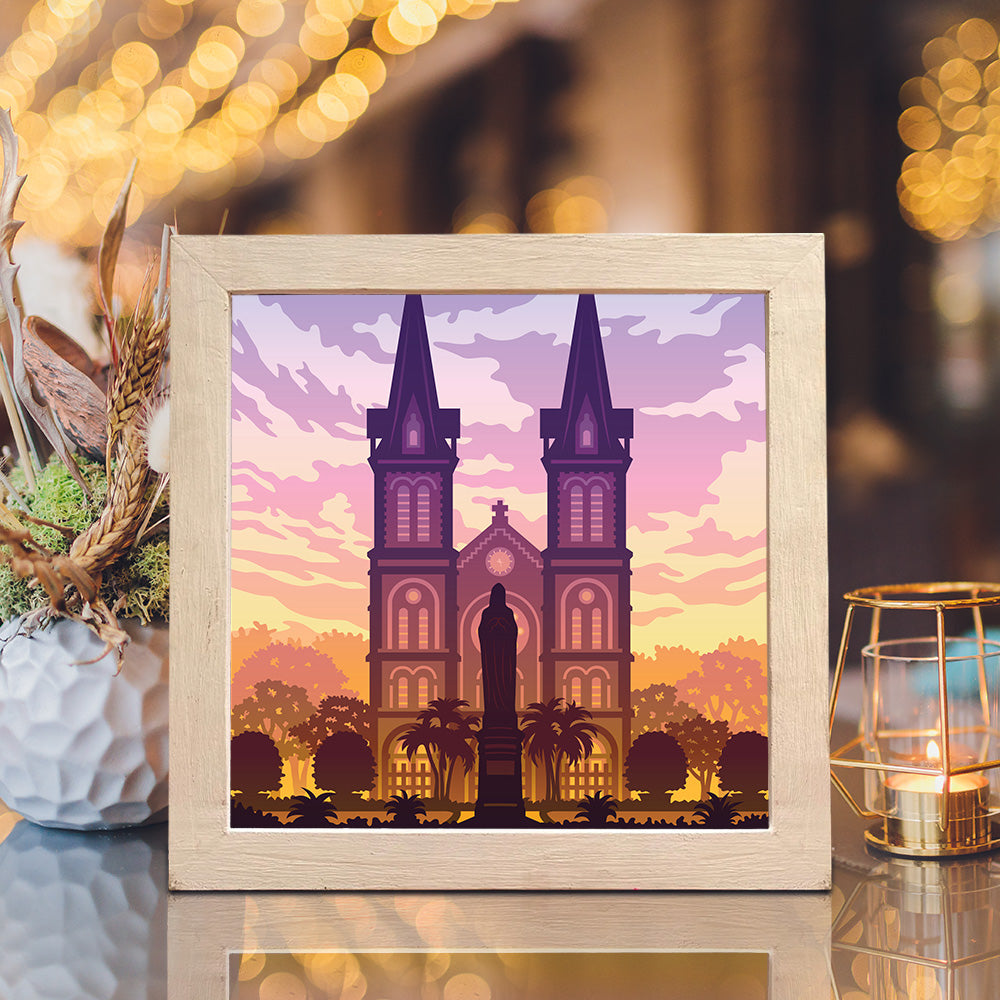 Saigon Notre-Dame Cathedral – 3D Lightbox SVG File for Cricut & Silhouette
