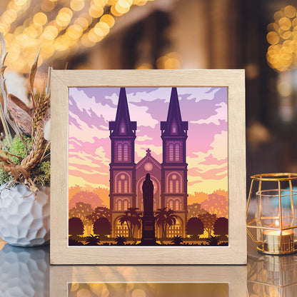 Saigon Notre-Dame Cathedral – 3D Lightbox SVG File for Cricut & Silhouette