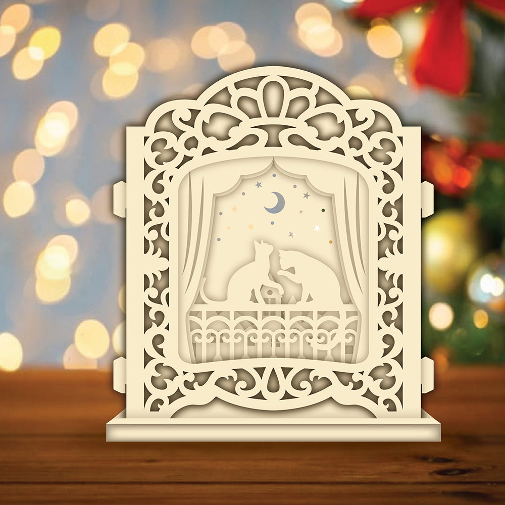 Cats On The Balcony – 3D Pop-Up Card SVG File for Cricut & Silhouette