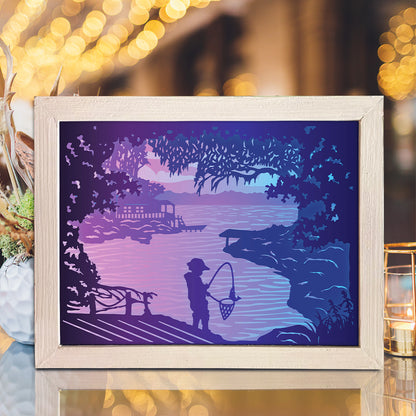 Kids Fishing – 3D Lightbox SVG File for Cricut & Silhouette