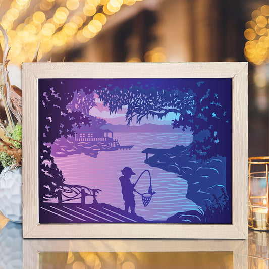 Kids Fishing – 3D Lightbox SVG File for Cricut & Silhouette