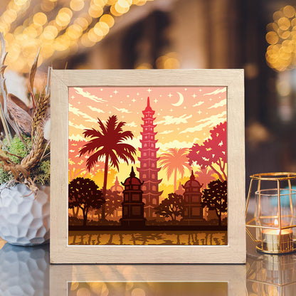 Tran Quoc Pagoda – 3D Lightbox SVG File for Cricut & Silhouette