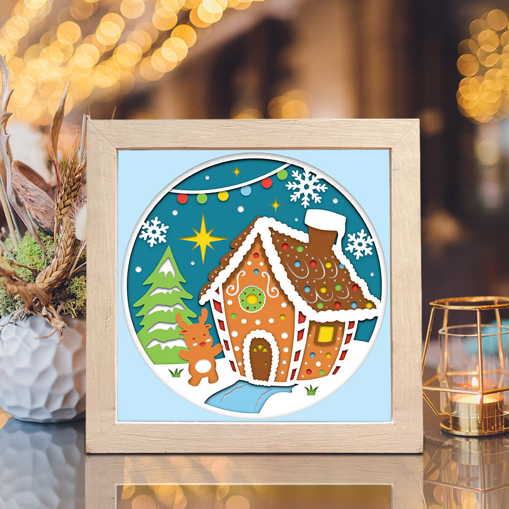 Gingerbread House Christmas – 3D Christmas Paper Cut Shadow Box File - Cricut File - (8x8 inches) - VEKTOR KRAFT