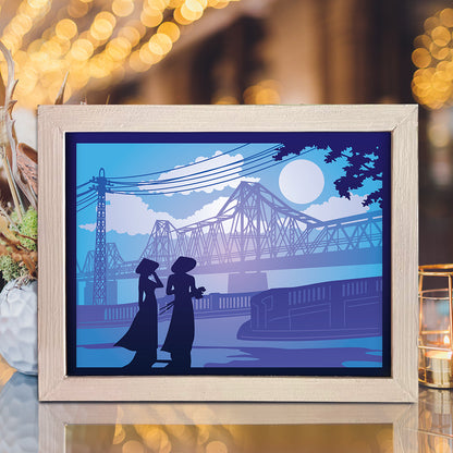Long Bien Bridge – 3D Lightbox SVG File for Cricut & Silhouette