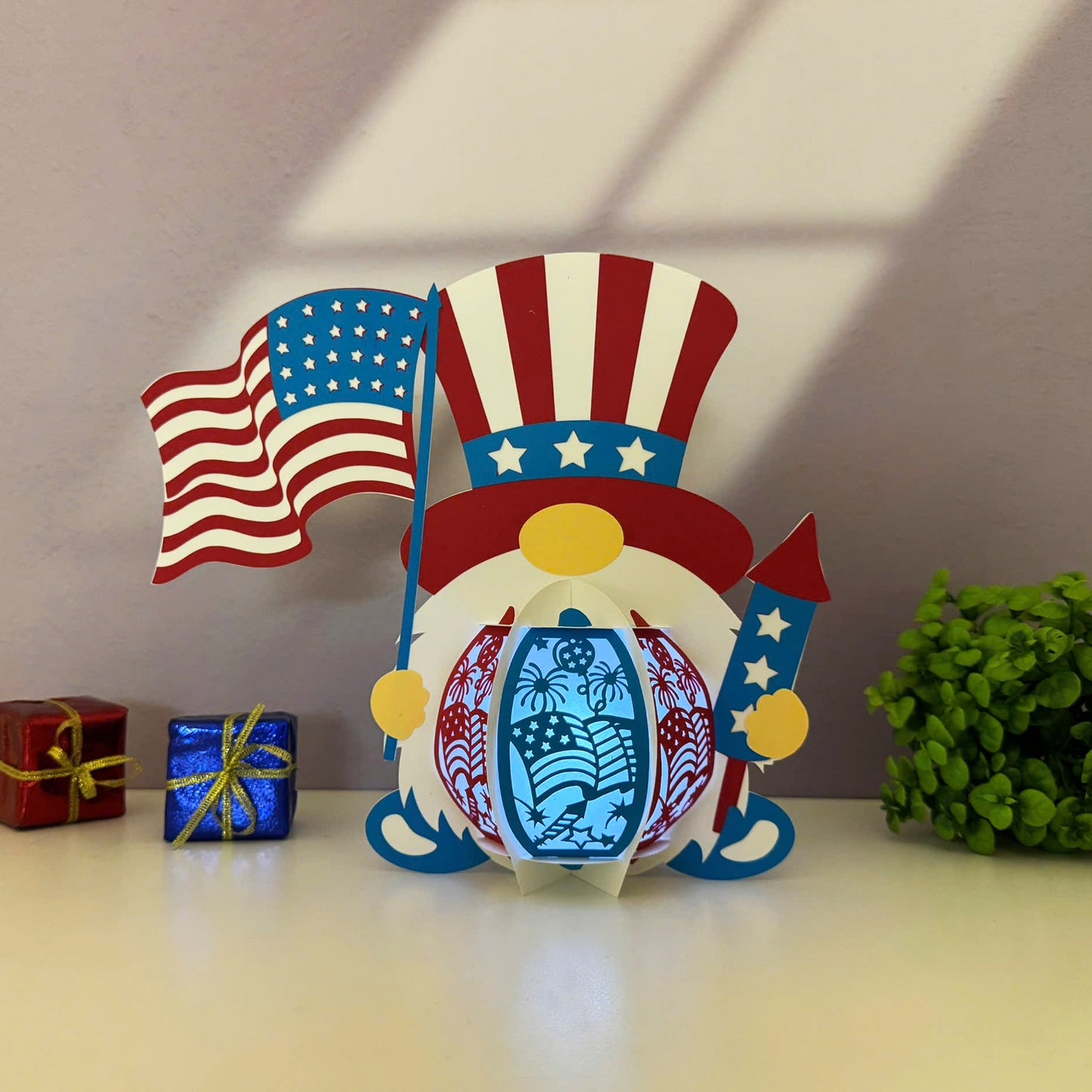 4th of July Gnome - 3D Lantern File - Cricut File  - VEKTOR KRAFT