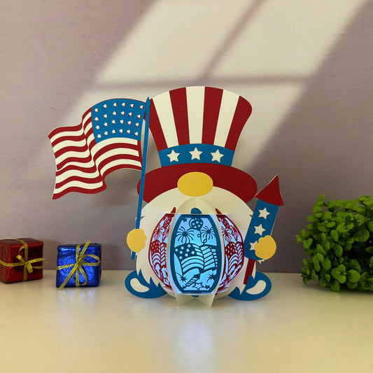 4th of July Gnome - 3D Lantern File - Cricut File  - VEKTOR KRAFT