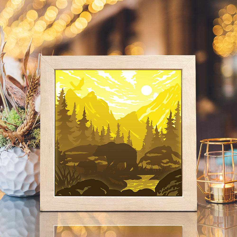 Bear In The Forest – 3D Lightbox SVG File for Cricut & Silhouette