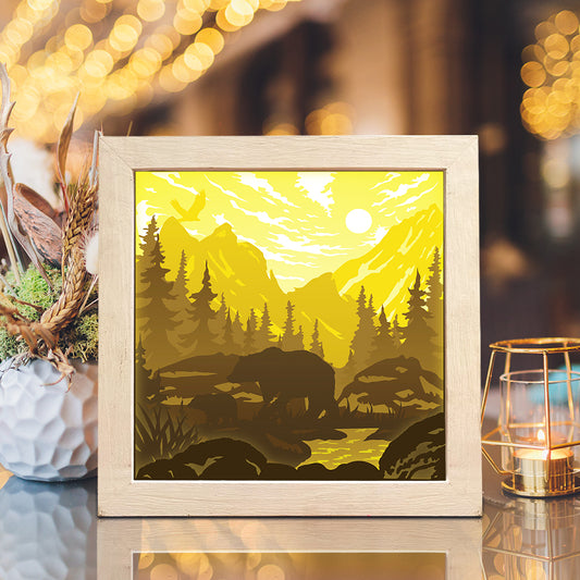 Bear In The Forest – 3D Lightbox SVG File for Cricut & Silhouette