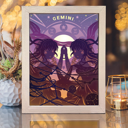 Zodiac Gemini – 3D Lightbox SVG File for Cricut & Silhouette