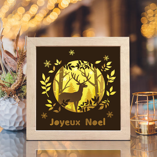 Joyeux Noel Deer – 3D Lightbox SVG File for Cricut & Silhouette