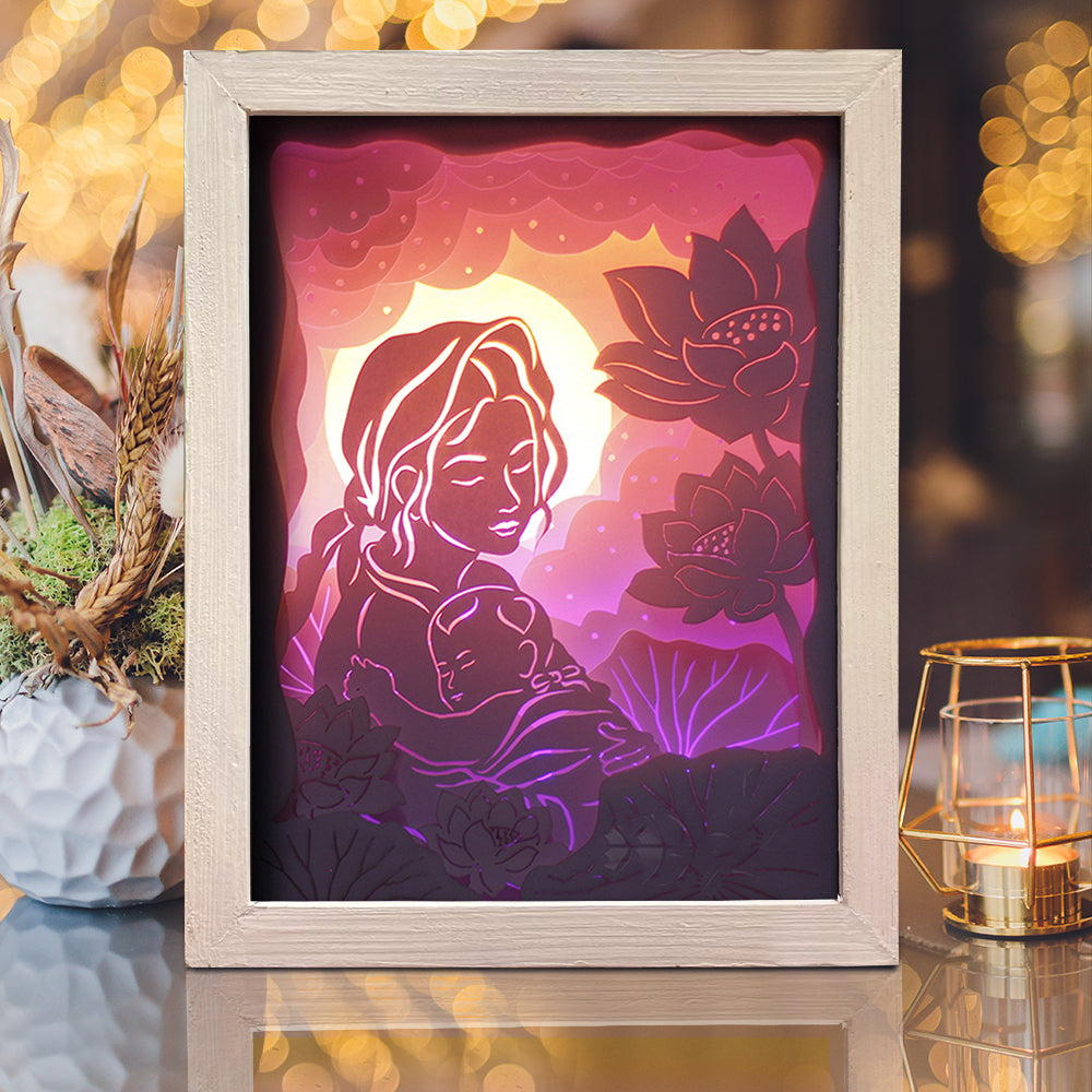 Mom Hold Child – 3D Lightbox SVG File for Cricut & Silhouette
