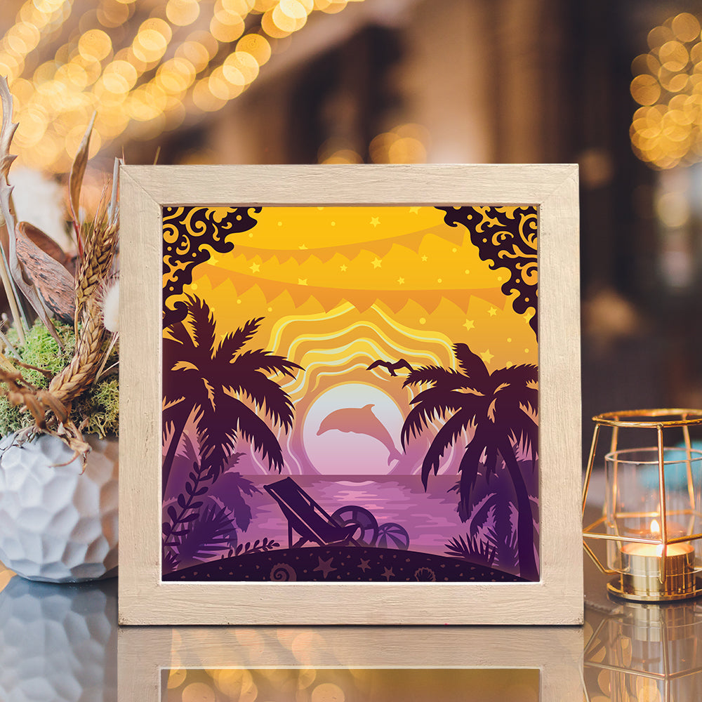 Beach Sea – 3D Lightbox SVG File for Cricut & Silhouette
