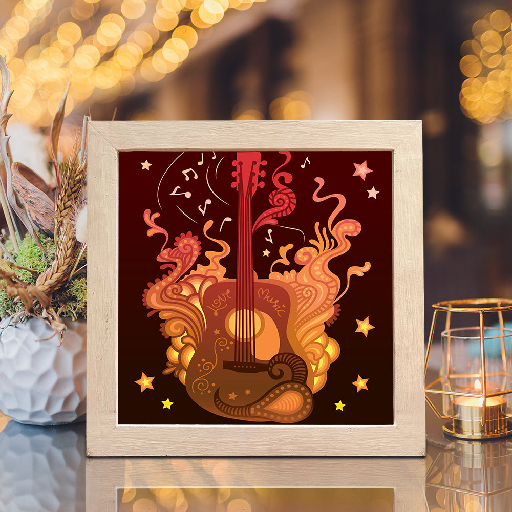 Guitar Square – 3D Lightbox SVG File for Cricut & Silhouette