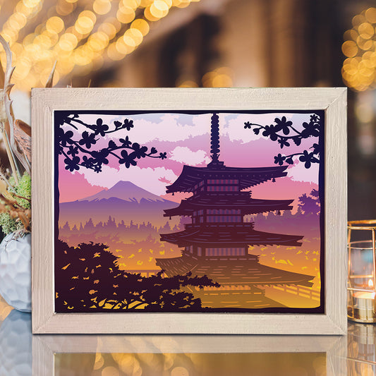 Japanese Pagoda - 3D Landscape Papercut Lightbox File - Cricut File - VEKTOR KRAFT