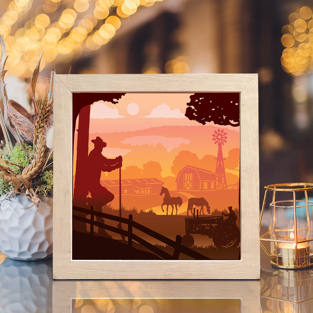 American Farm Square – 3D Lightbox SVG File for Cricut & Silhouette