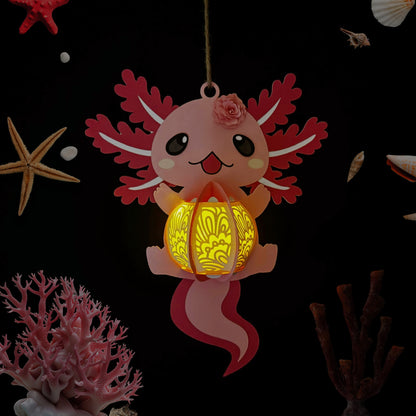 Pink Axolotl – 3D Lantern SVG File for Cricut & Silhouette