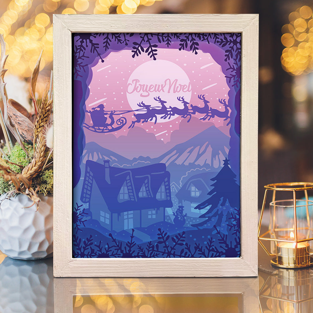 Joyeux Noel 6 – 3D Lightbox SVG File for Cricut & Silhouette