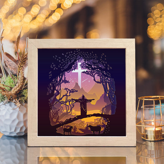 Jesus 1 Square – 3D Lightbox SVG File for Cricut & Silhouette